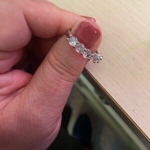 Source Unknown Silver Ring with Clear Stones